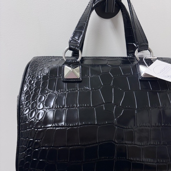 NWT Michael Kors Grayson Black Medium Crocodile-Embossed Leather Duffel Satchel - Picture 6 of 13